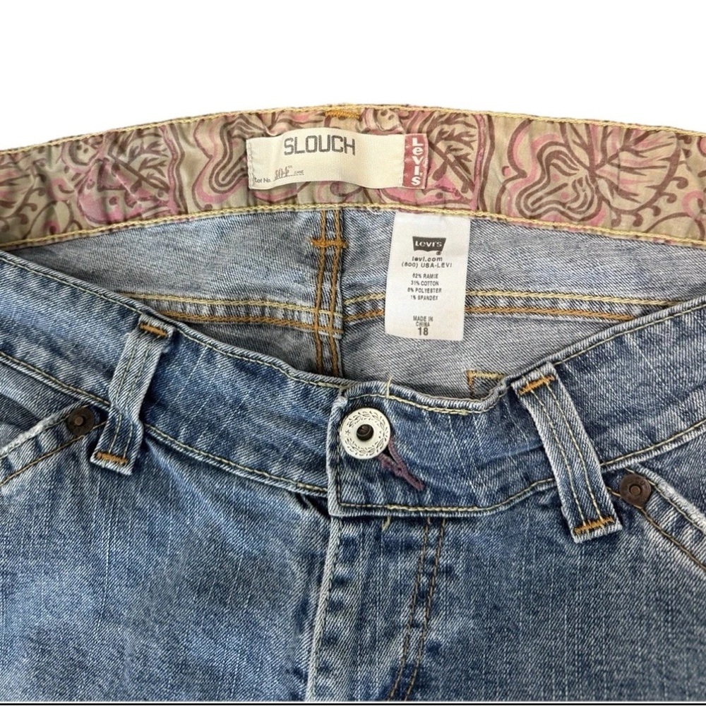 Levi’s Slouch Y2K Vintage Low Rise Wide Leg Cuffed Hem Capri Jeans Women Size18 - Picture 2 of 8